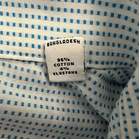 Calvin Klein Micro Check Slim Fit Performance Non Iron Dress Shirt Blue 17 34/35 - Picture 5 of 6